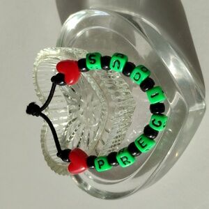 Heart Bead Kids Bracelet - Black and Red